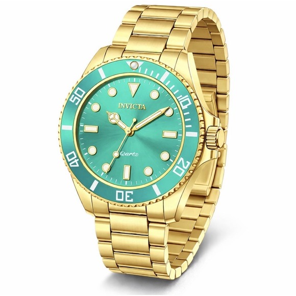 Invicta Other - Invicta Diver 69400 Men's 42mm Gold Tone Quartz Green Dial Watch New Box
